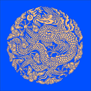 中国风与传统矢量 中国古典圆形金龙图案矢量素材