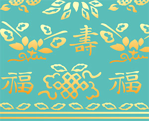 中国风与传统矢量 中国古典福寿花纹图案矢量素材
