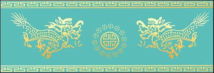 中国风与传统矢量 中国古典圆形龙图案矢量素材