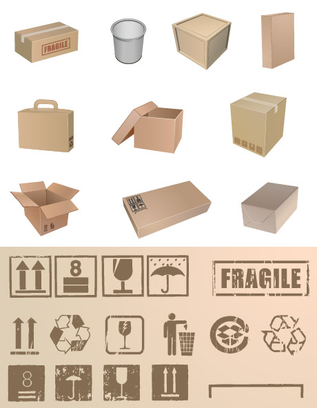 其他矢量素材 包装盒与包装常用标志矢量素材