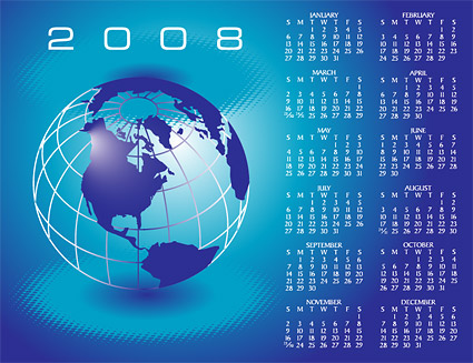 其他矢量素材 2008年全年日历矢量素材-2