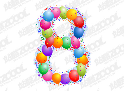其他矢量素材 气球组合成的8字矢量素材