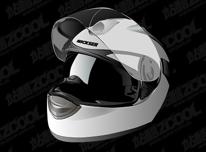 逼真绘画矢量素材 逼真的摩托车头盔矢量素材