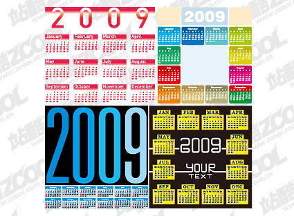 其他矢量素材 4款2009年全年日历矢量素材