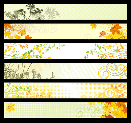 矢量植物素材 6款植物图案banner矢量素材
