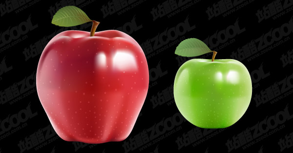 矢量植物素材 红苹果与青苹果矢量素材