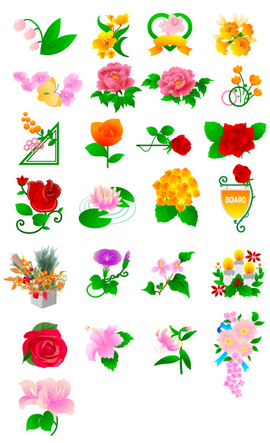 矢量花卉花边花纹 牡丹花、玫瑰、郁金香等各种花卉矢量素材