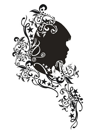 矢量花卉花边花纹 女性头像与时尚花纹矢量素材
