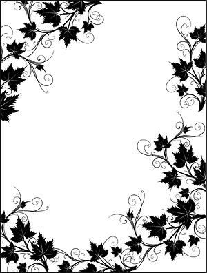 矢量花卉花边花纹 黑白藤类植物花边边框矢量素材