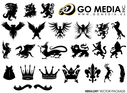 矢量潮流设计元素 Go Media出品矢量素材-欧式神兽与皇冠