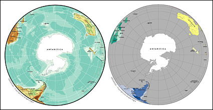 精美矢量世界地图素材-南极洲球面地图