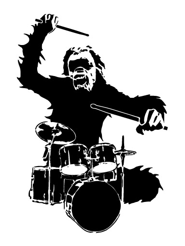 其他矢量素材 热爱音乐的猩猩鼓手矢量