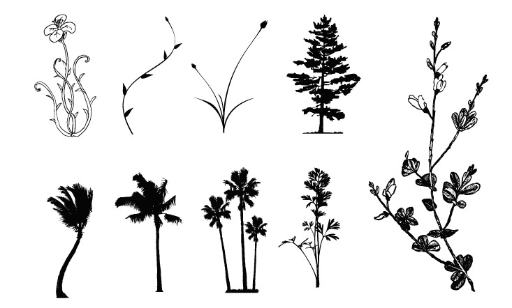 其他矢量素材 树木、花卉、藤类矢量图案素材