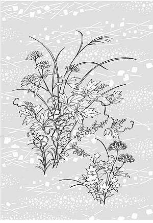 矢量植物素材 日本线描植物花卉矢量素材-2（秋草）