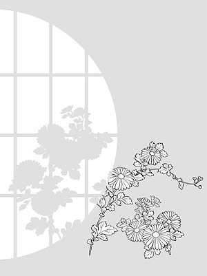 矢量植物素材 日本线描植物花卉矢量素材-31（菊花）